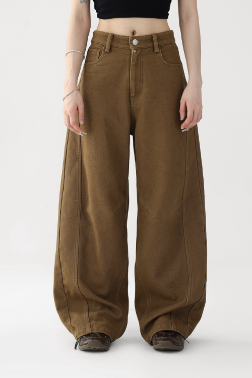 Curved Loose Wide Pants