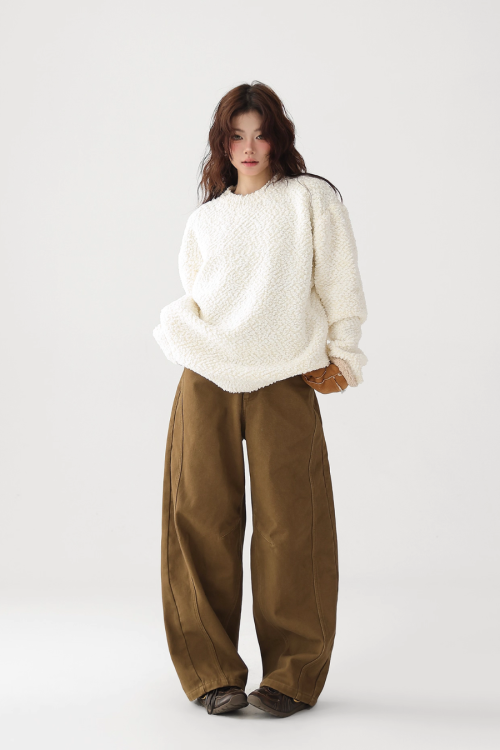 Curved Loose Wide Pants