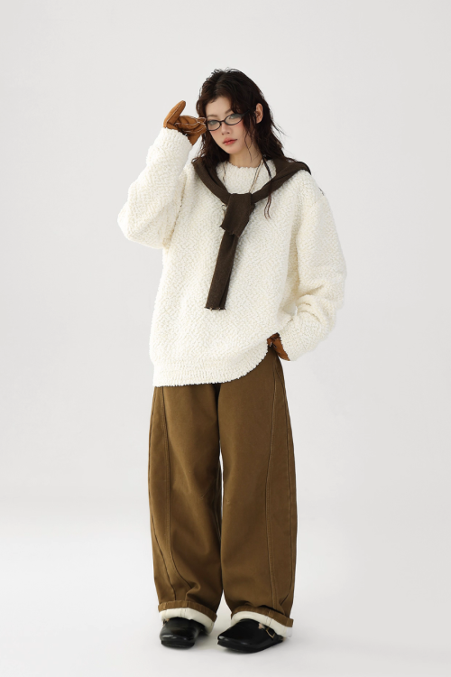 Curved Loose Wide Pants