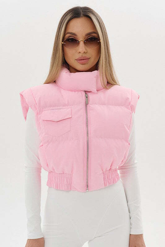 Cute Stand-collar Solid Short Slim Vest