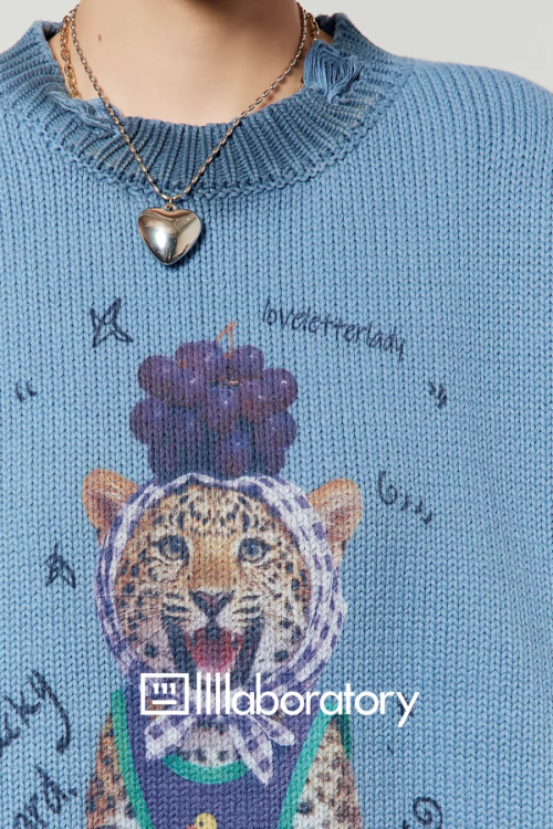 Cute Tiger Print Knit / Plaid Mini Skirt