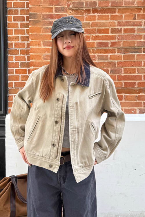 Denim Collar Work Jacket