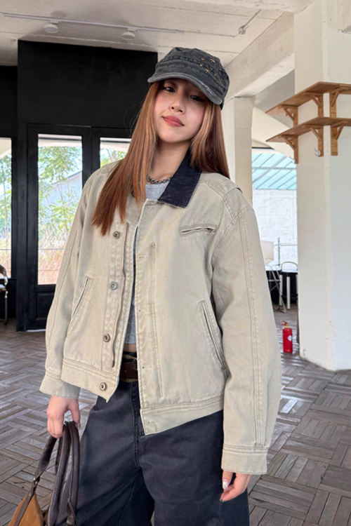 Denim Collar Work Jacket