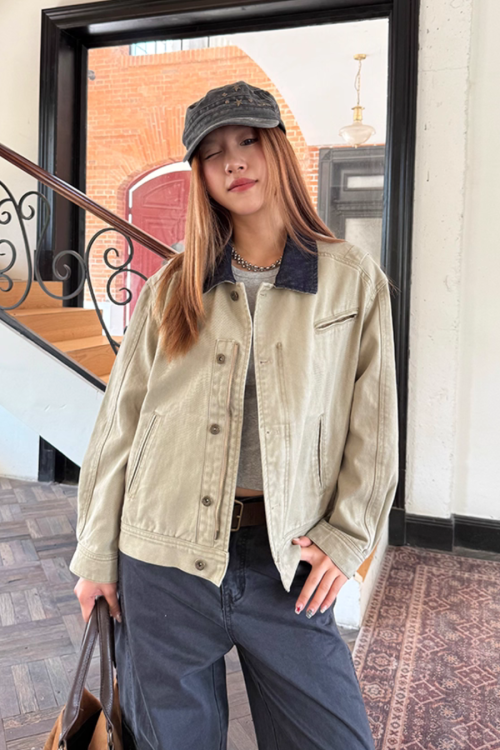 Denim Collar Work Jacket