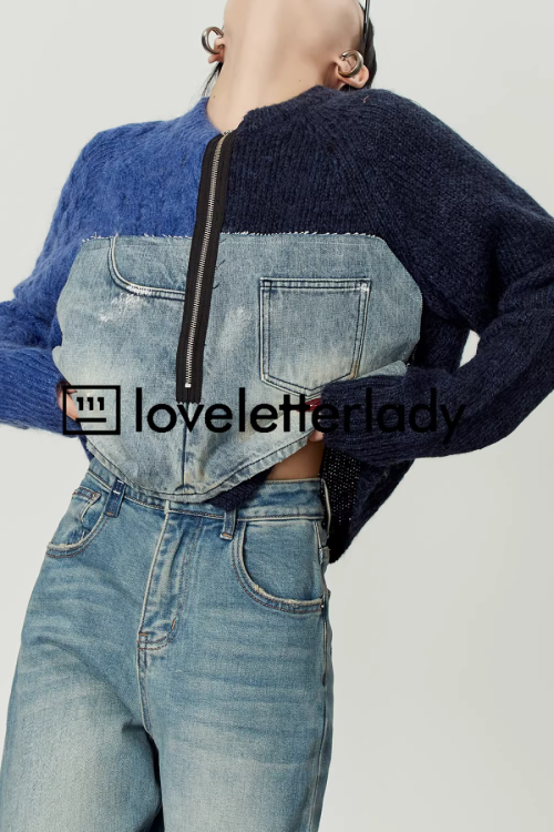 Denim Docking Knit Top