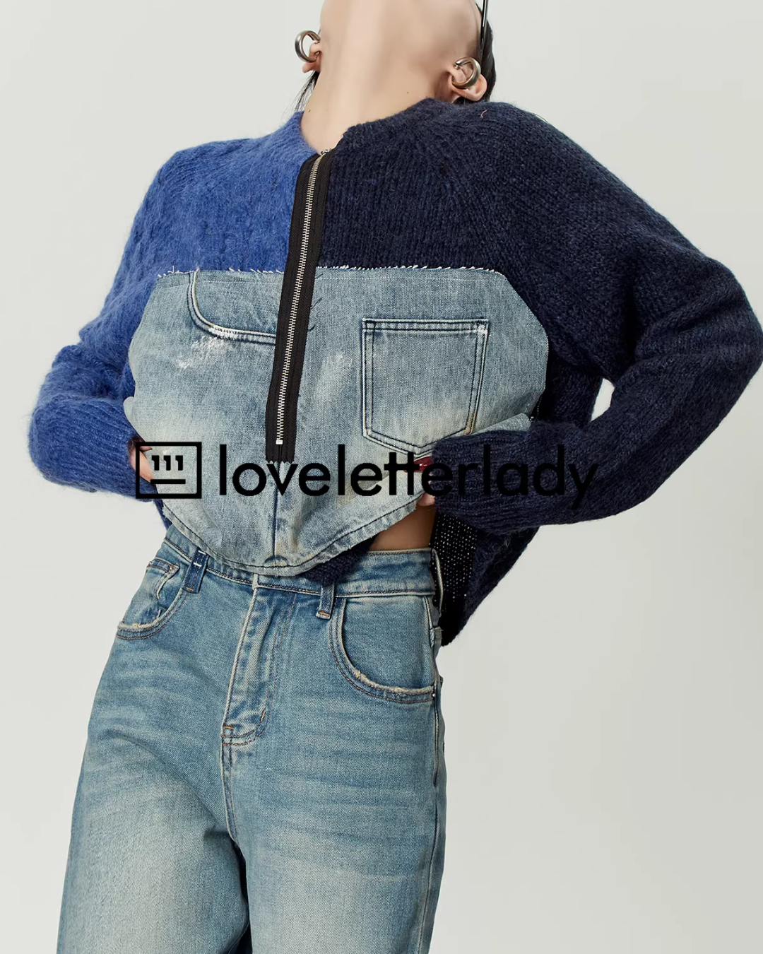 Denim Docking Knit Top Denim Docking Knit Top