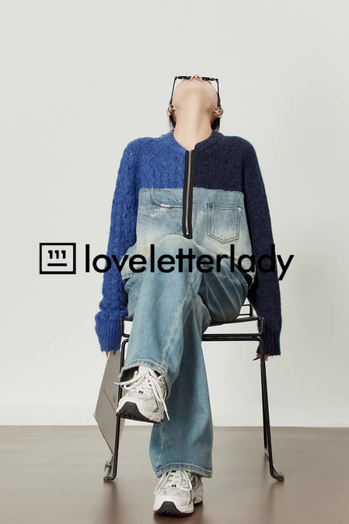 Denim Docking Knit Top