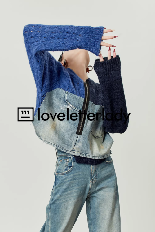 Denim Docking Knit Top