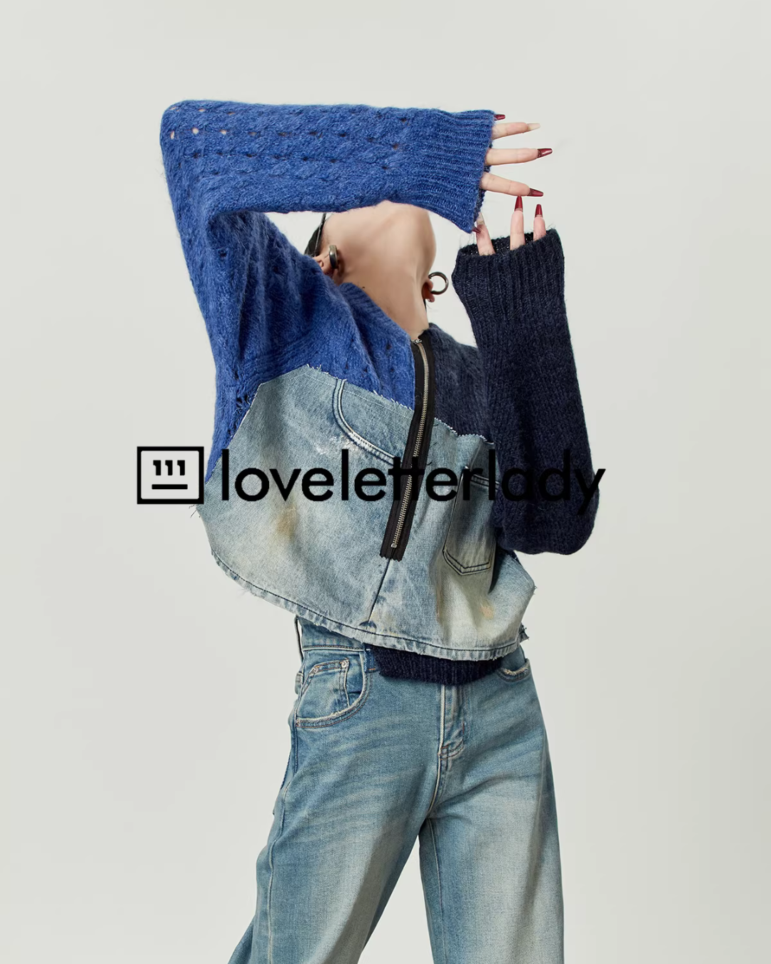 Denim Docking Knit Top Denim Docking Knit Top