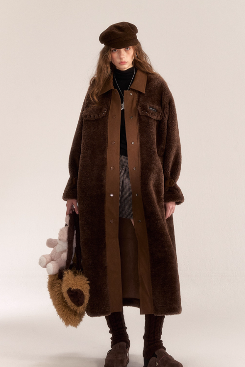 Denim Shearling Casual Coat