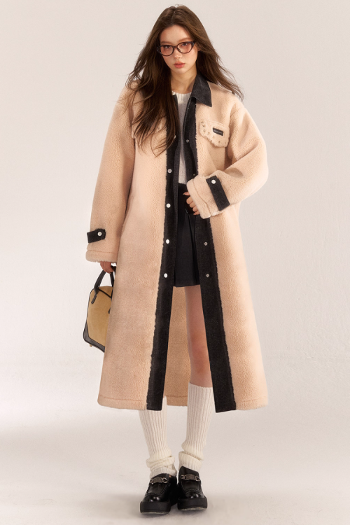 Denim Shearling Casual Coat