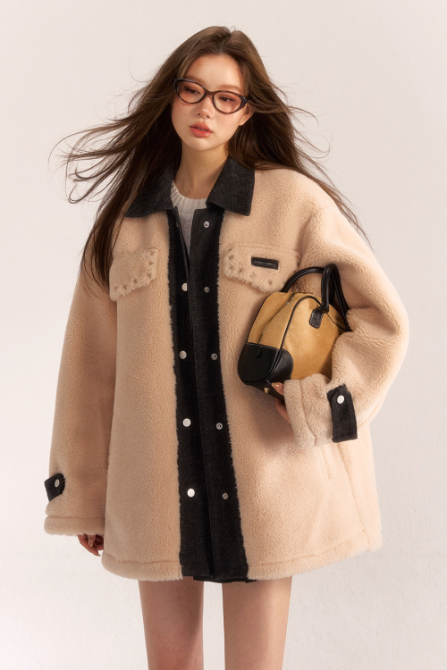 Denim Shearling Casual Coat