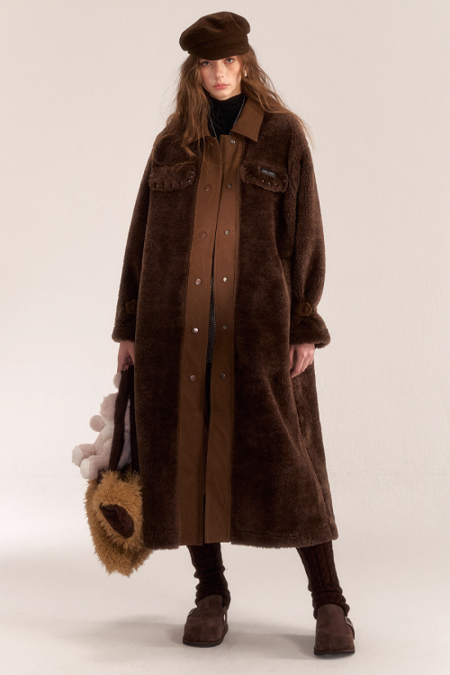 Denim Shearling Casual Coat