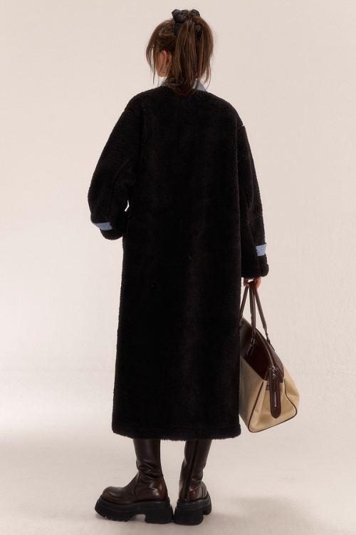 Denim Shearling Casual Coat