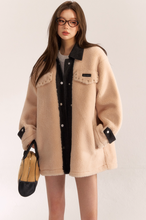 Denim Shearling Casual Coat