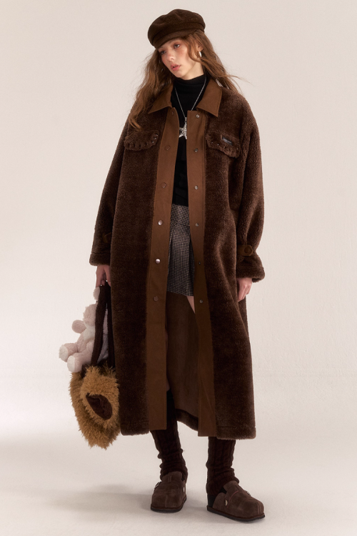 Denim Shearling Casual Coat