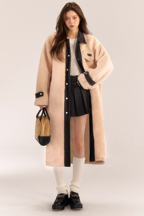 Denim Shearling Casual Coat