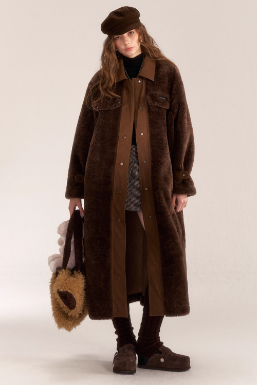 Denim Shearling Casual Coat