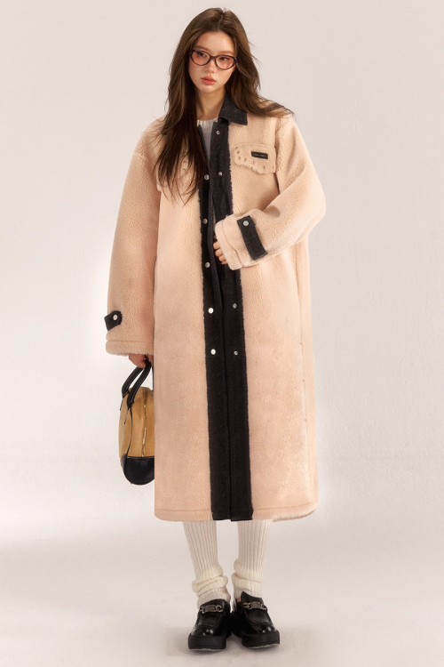 Denim Shearling Casual Coat