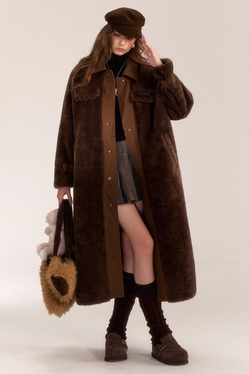 Denim Shearling Casual Coat