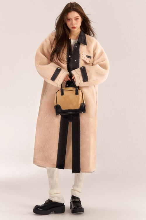 Denim Shearling Casual Coat