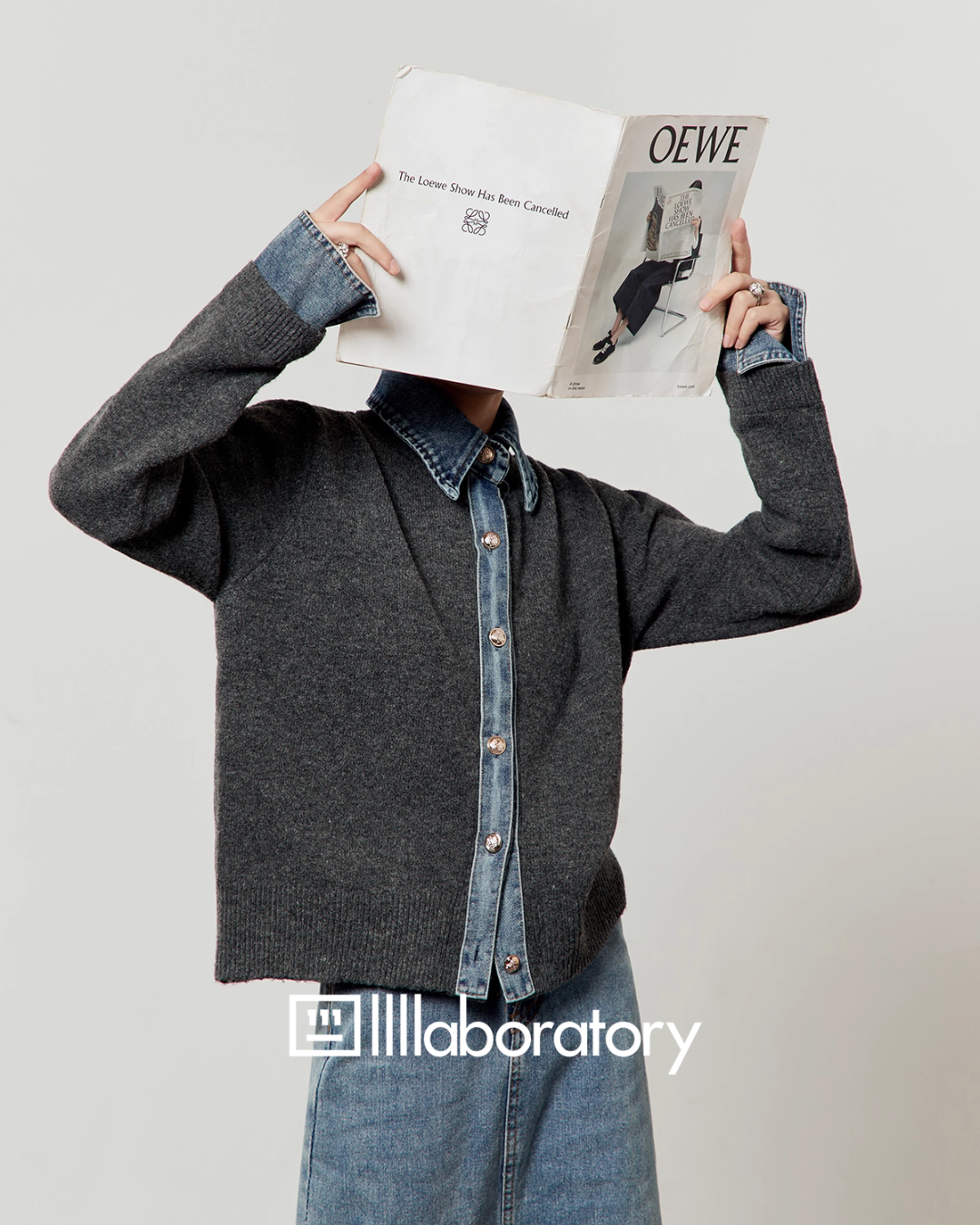 Denim Shirt Docking Knit Denim Shirt Docking Knit