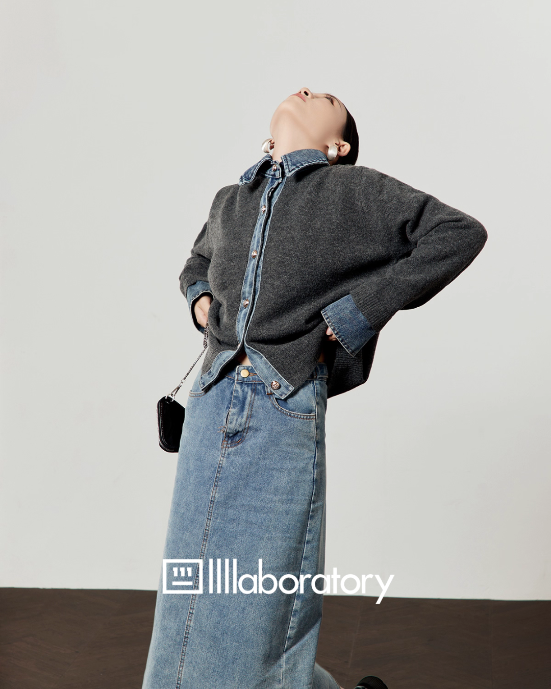 Denim Shirt Docking Knit Denim Shirt Docking Knit