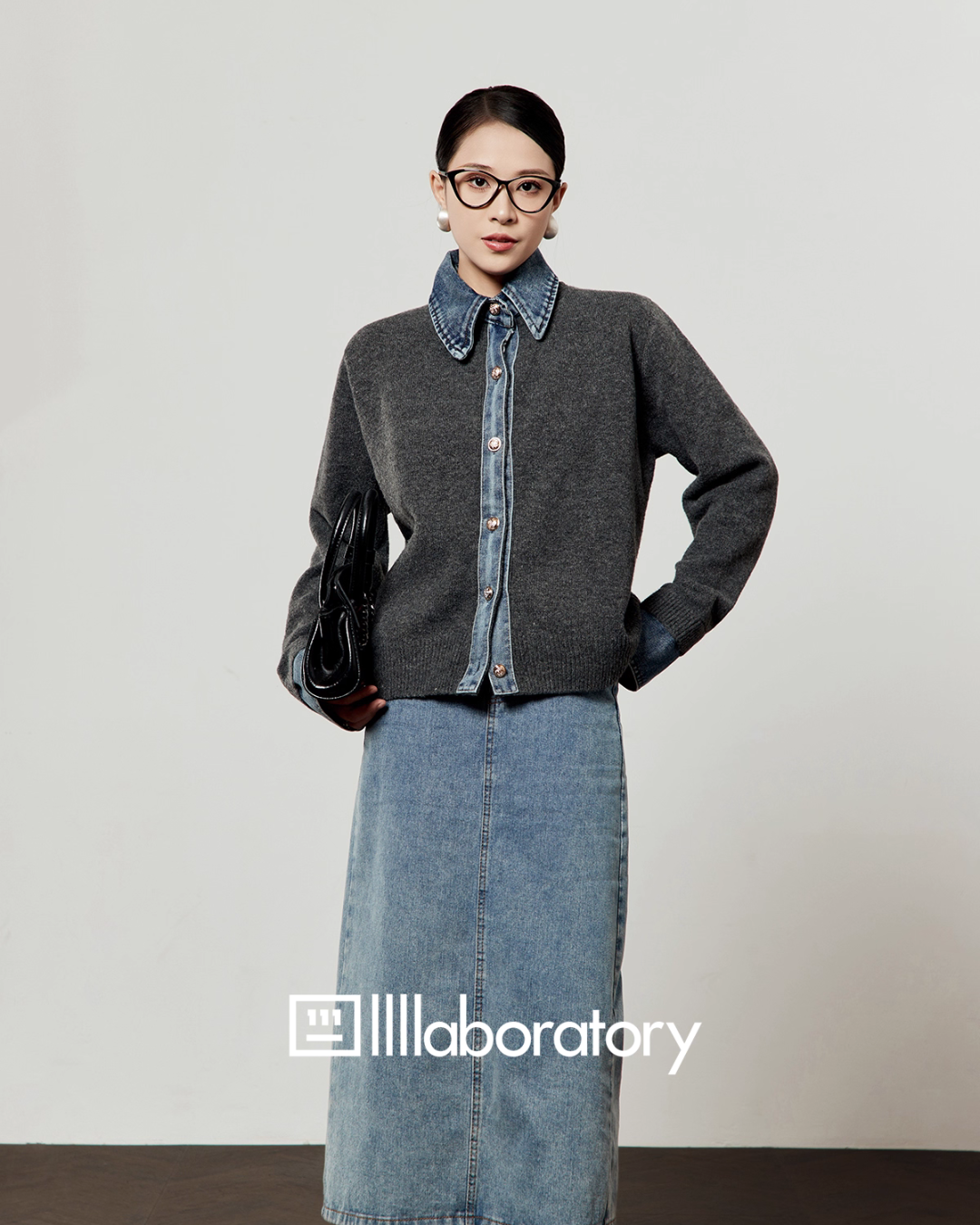 Denim Shirt Docking Knit Denim Shirt Docking Knit