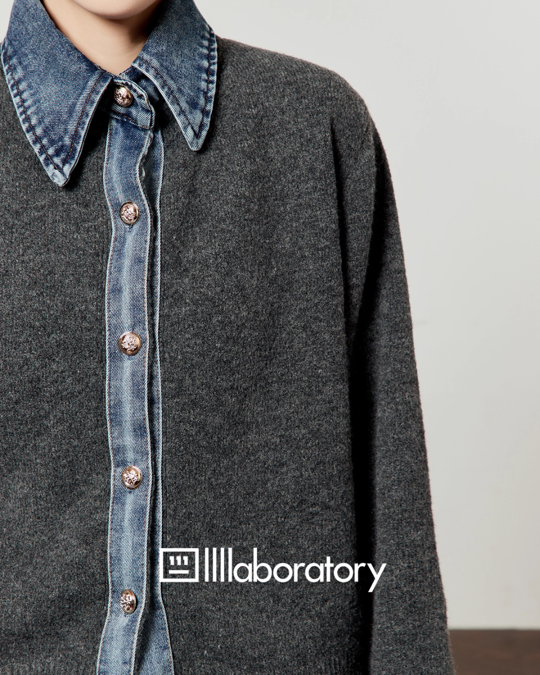 Denim Shirt Docking Knit Denim Shirt Docking Knit