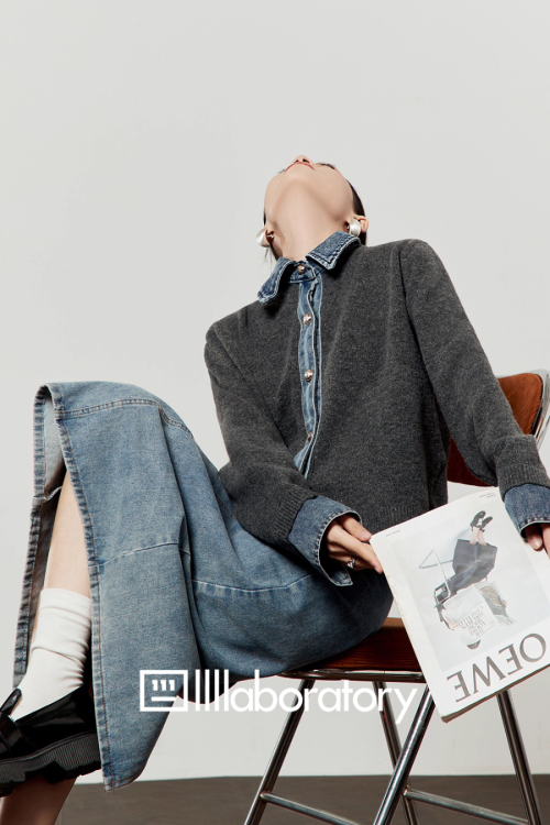 Denim Shirt Docking Knit