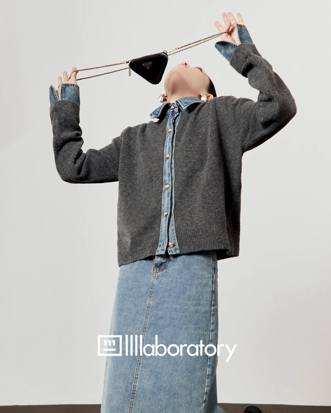 Denim Shirt Docking Knit Denim Shirt Docking Knit