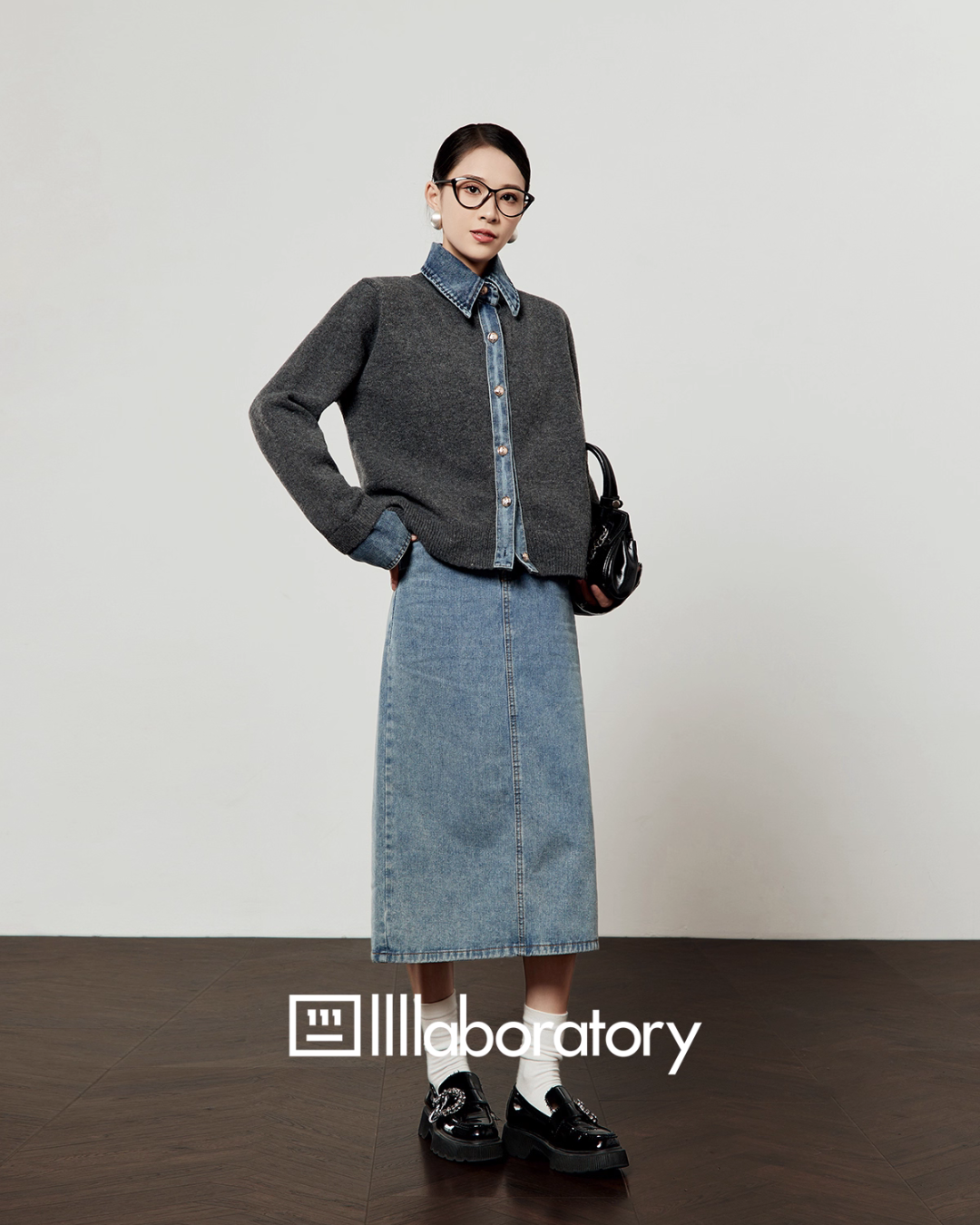 Denim Shirt Docking Knit Denim Shirt Docking Knit