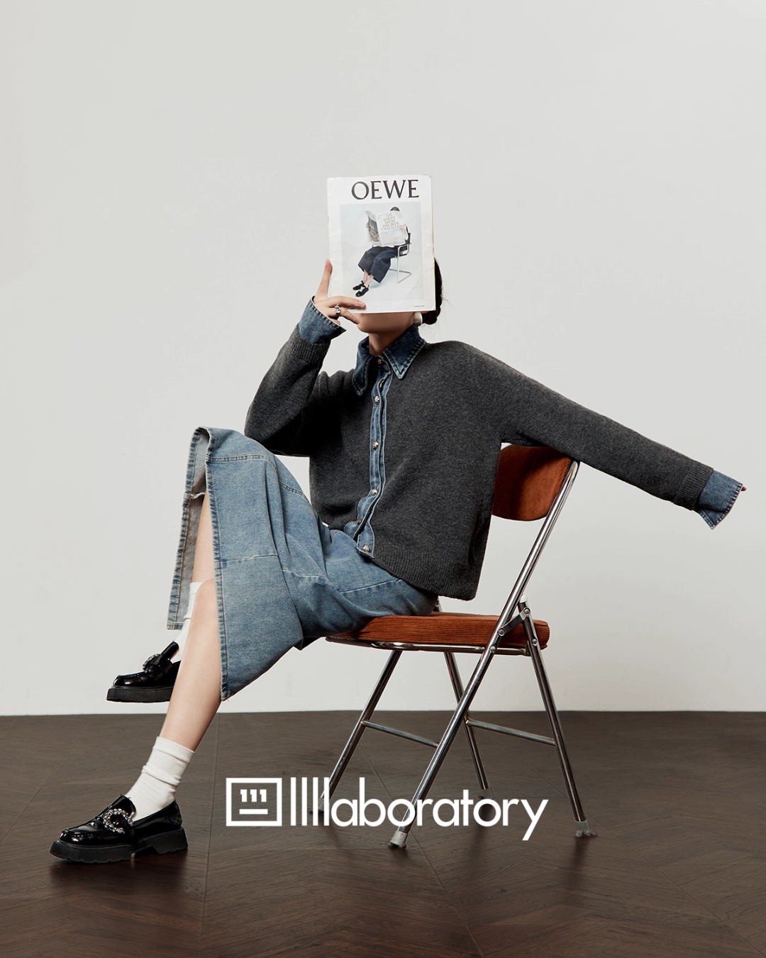 Denim Shirt Docking Knit Denim Shirt Docking Knit