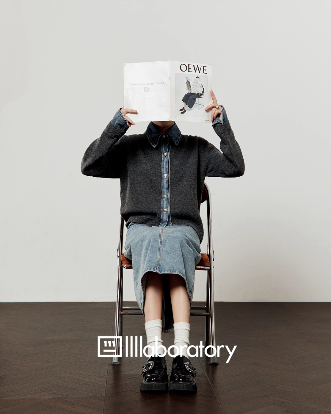 Denim Shirt Docking Knit Denim Shirt Docking Knit