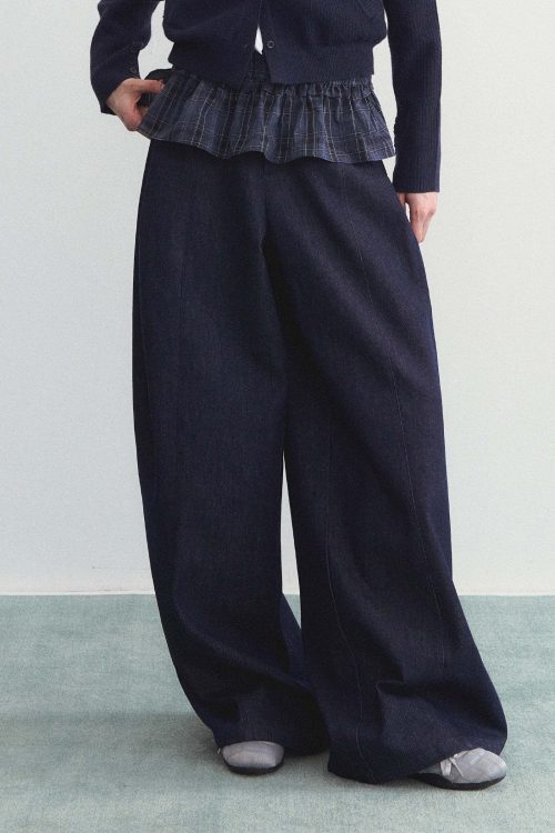 Denim-Style Wide Pants