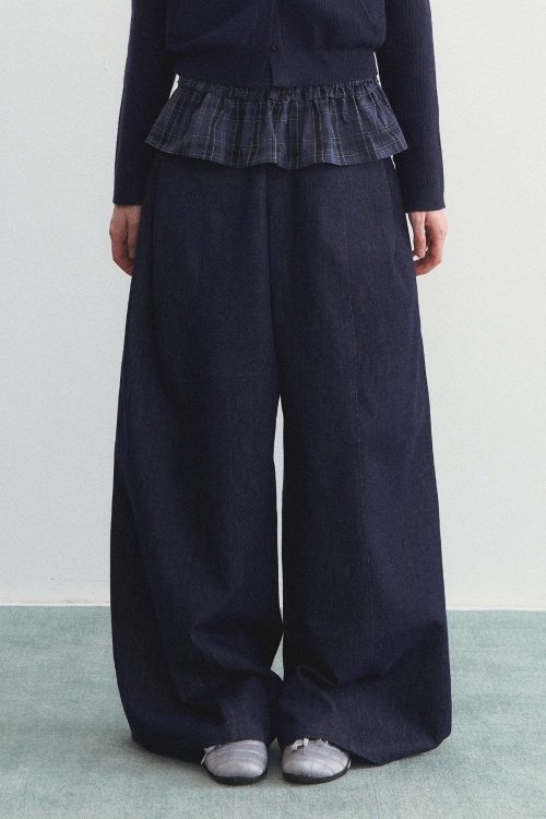 Denim-Style Wide Pants