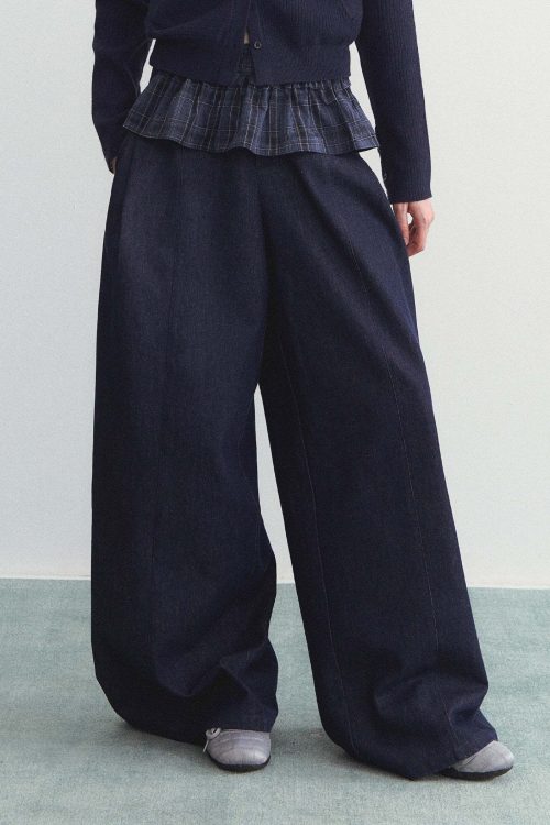 Denim-Style Wide Pants