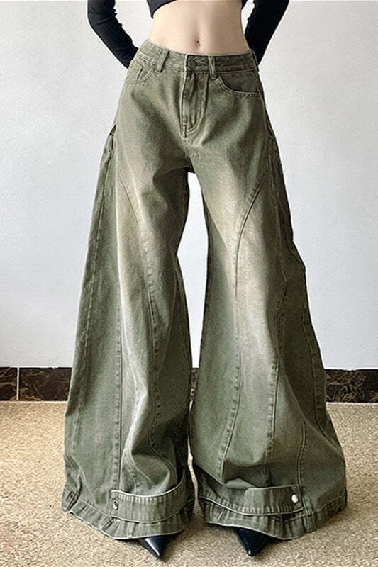 Distressed Bell Bottom Denim Jeans