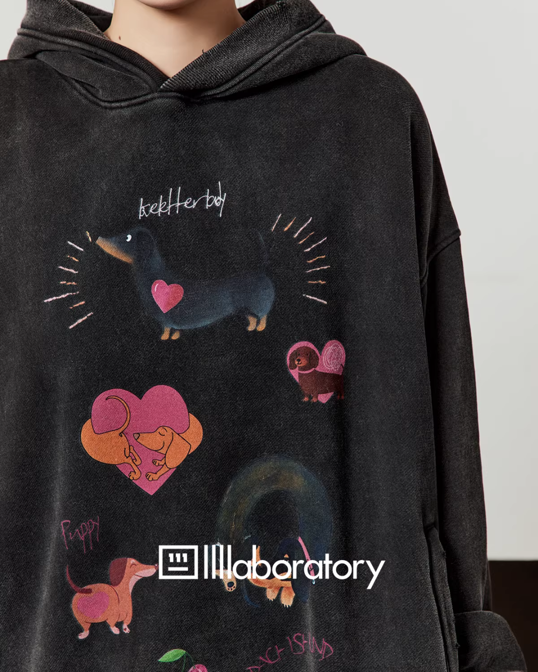 Dog Print Retro Hoodie / Pink Mini Skirt Dog Print Retro Hoodie / Pink Mini Skirt