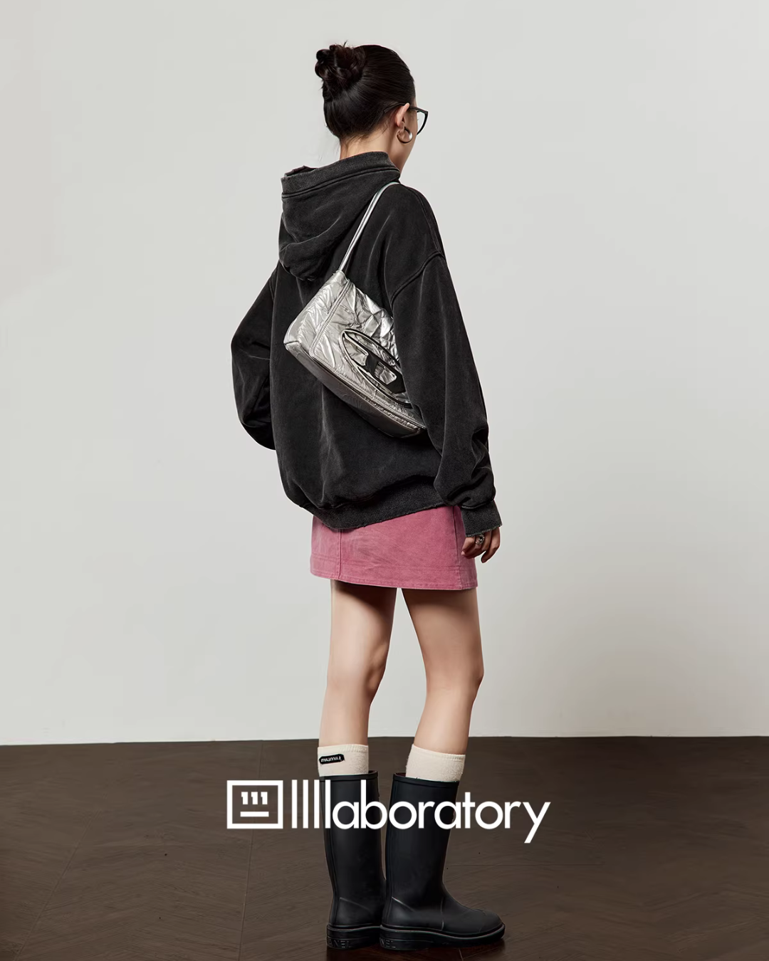 Dog Print Retro Hoodie / Pink Mini Skirt Dog Print Retro Hoodie / Pink Mini Skirt