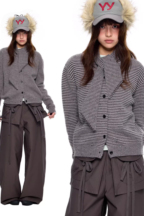 Dot Polar Fleece Knit Cardigan