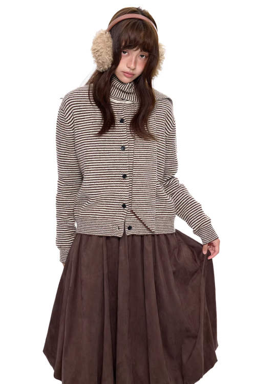 Dot Polar Fleece Knit Cardigan