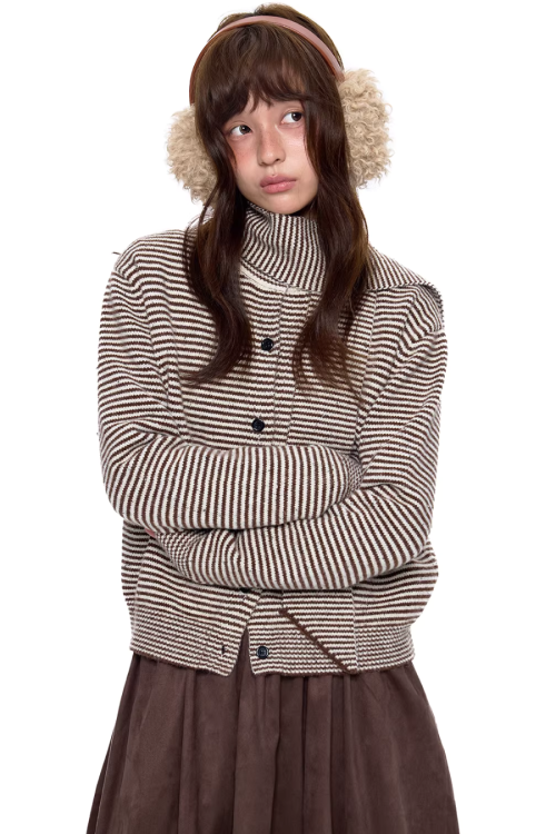 Dot Polar Fleece Knit Cardigan