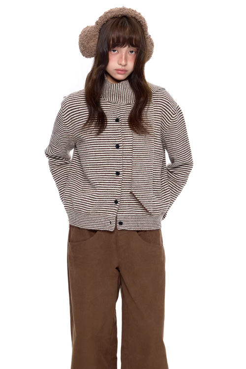 Dot Polar Fleece Knit Cardigan