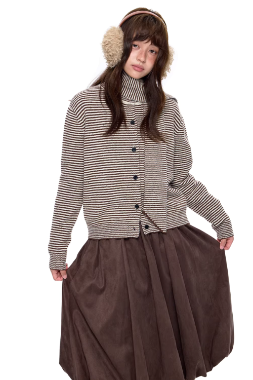 Dot Polar Fleece Knit Cardigan