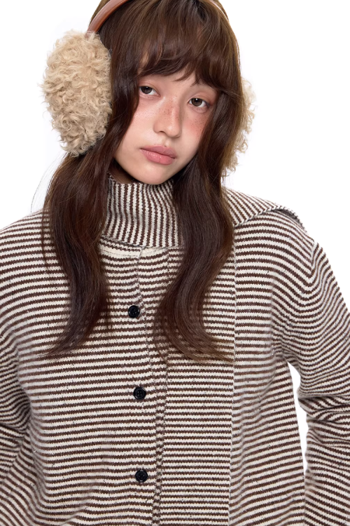 Dot Polar Fleece Knit Cardigan