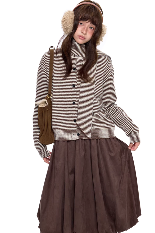 Dot Polar Fleece Knit Cardigan