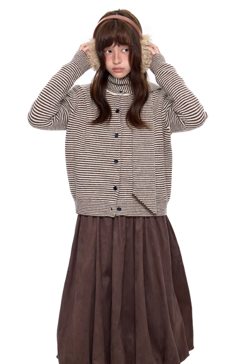 Dot Polar Fleece Knit Cardigan