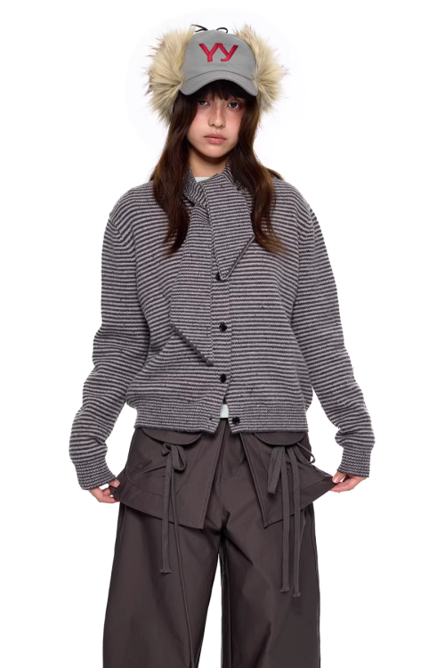 Dot Polar Fleece Knit Cardigan