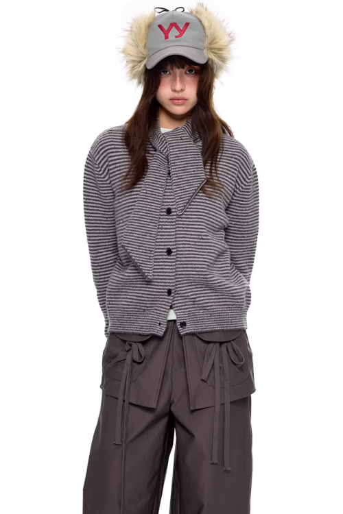 Dot Polar Fleece Knit Cardigan